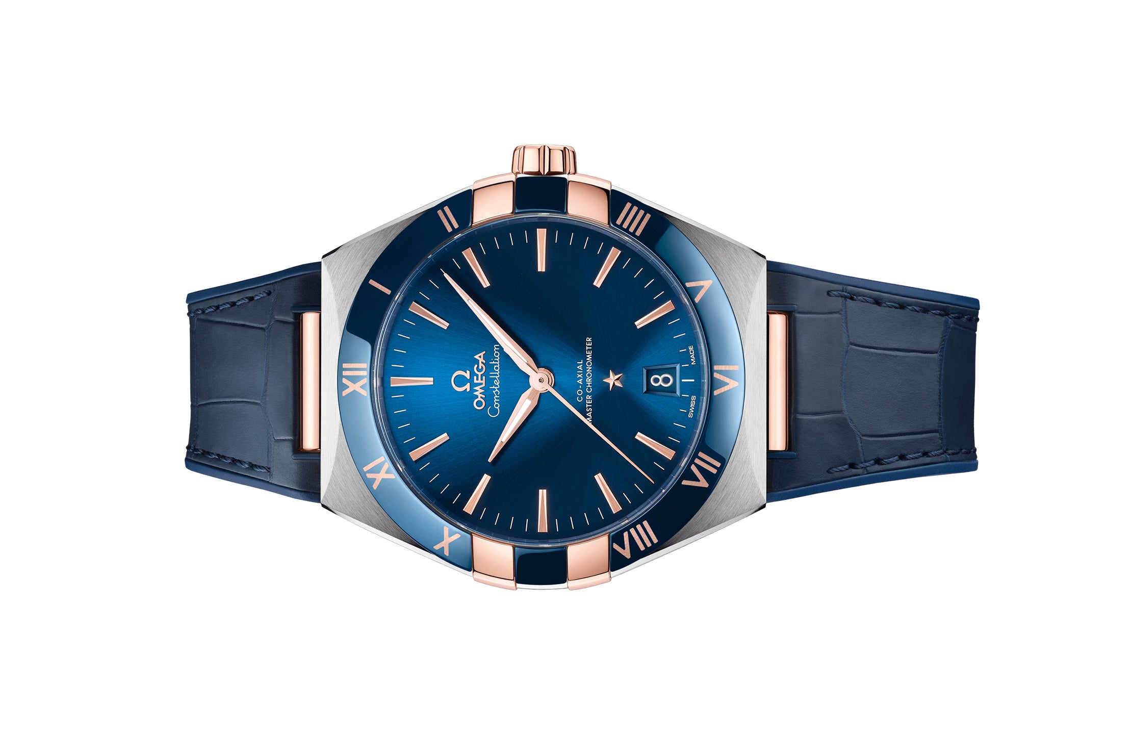 Swiss Luxury Watch | Automatic Watch | Blue Dial | Roman Numeral Bezel | Stainless Steel Bracelet