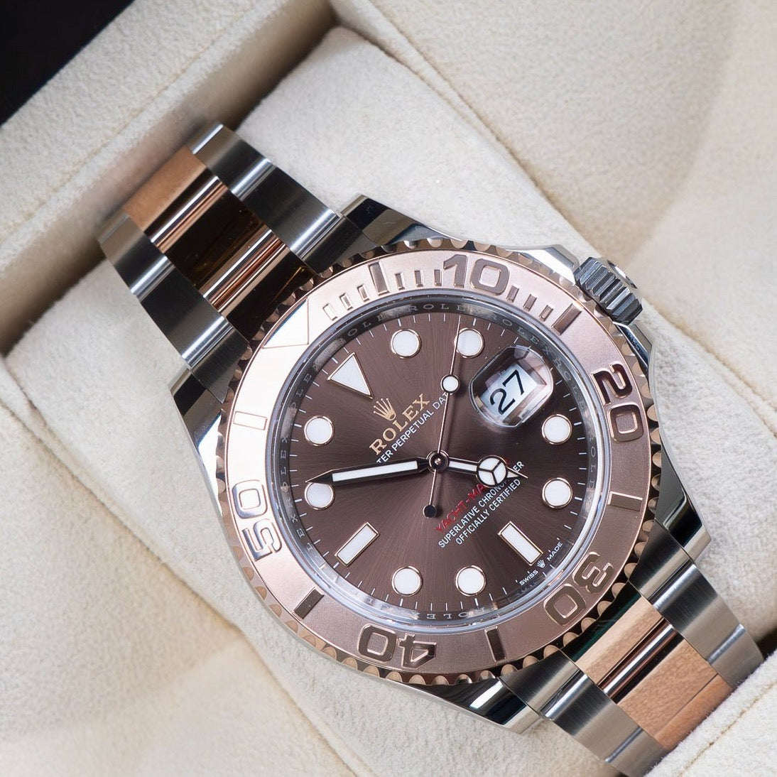 Luxury Swiss Watch | Yacht-Master | Automatic | Brown Dial |  904L Stainless Steel Bracelet | Rotatable Bezel