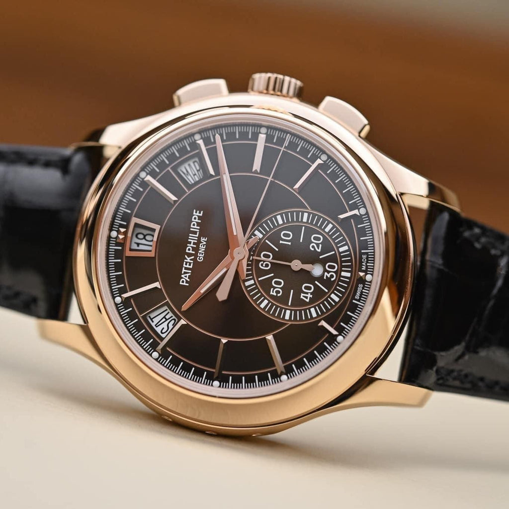 Luxury Swiss Watch | Automatic Chronograph | Brown Dial | Case Stainless Steel | Black Leather Strap | Calendar Display