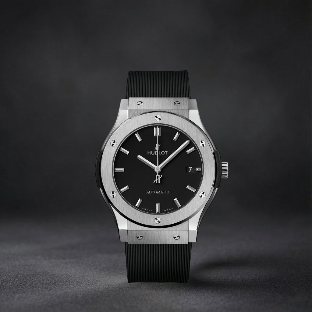 Luxury Swiss Watch | Classic Fusion | Automatic | Black Dial | Stainless Steel Case | Black Rubber Strap