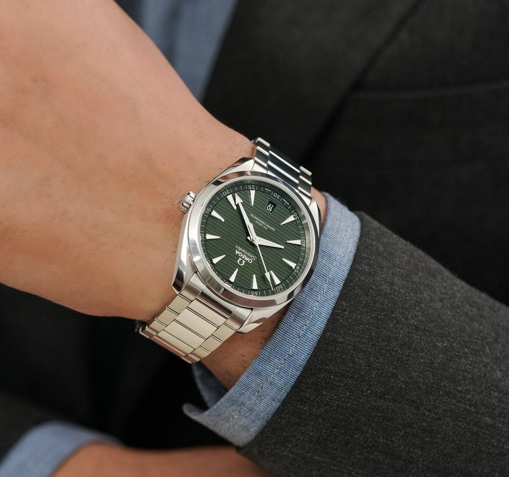 Luxury Swiss Watches | Automatic Watches | Green Dial Seamaster Design | 904L Stainless Steel Bracelet | Smooth Bezel