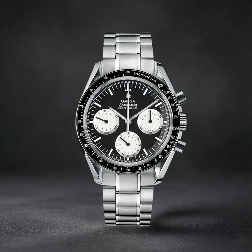 Luxury Swiss Watches | Automatic Watch | Black Dial Panda Design | 904L Stainless Steel Bracelet | Tachymeter Bezel