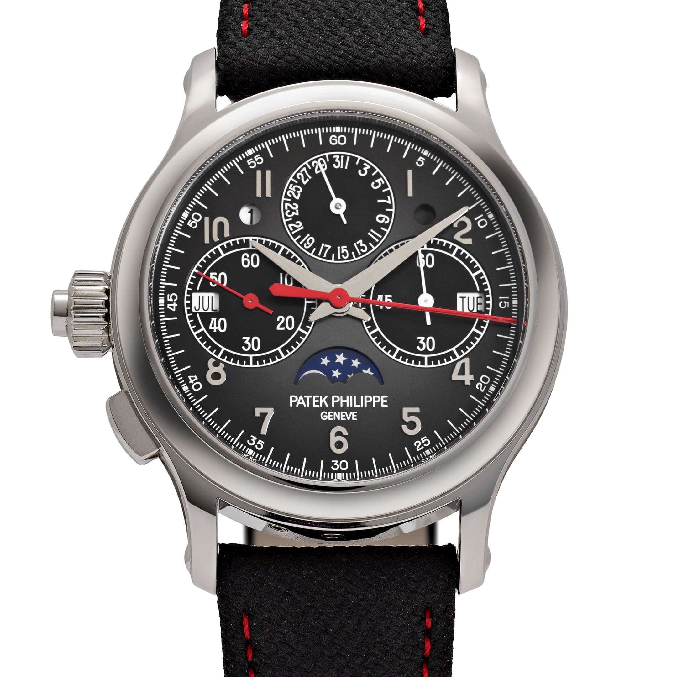 Luxury Swiss Style Watch | Automatic Chronograph | Black Dial | Stainless Steel Case | Black Sport Strap