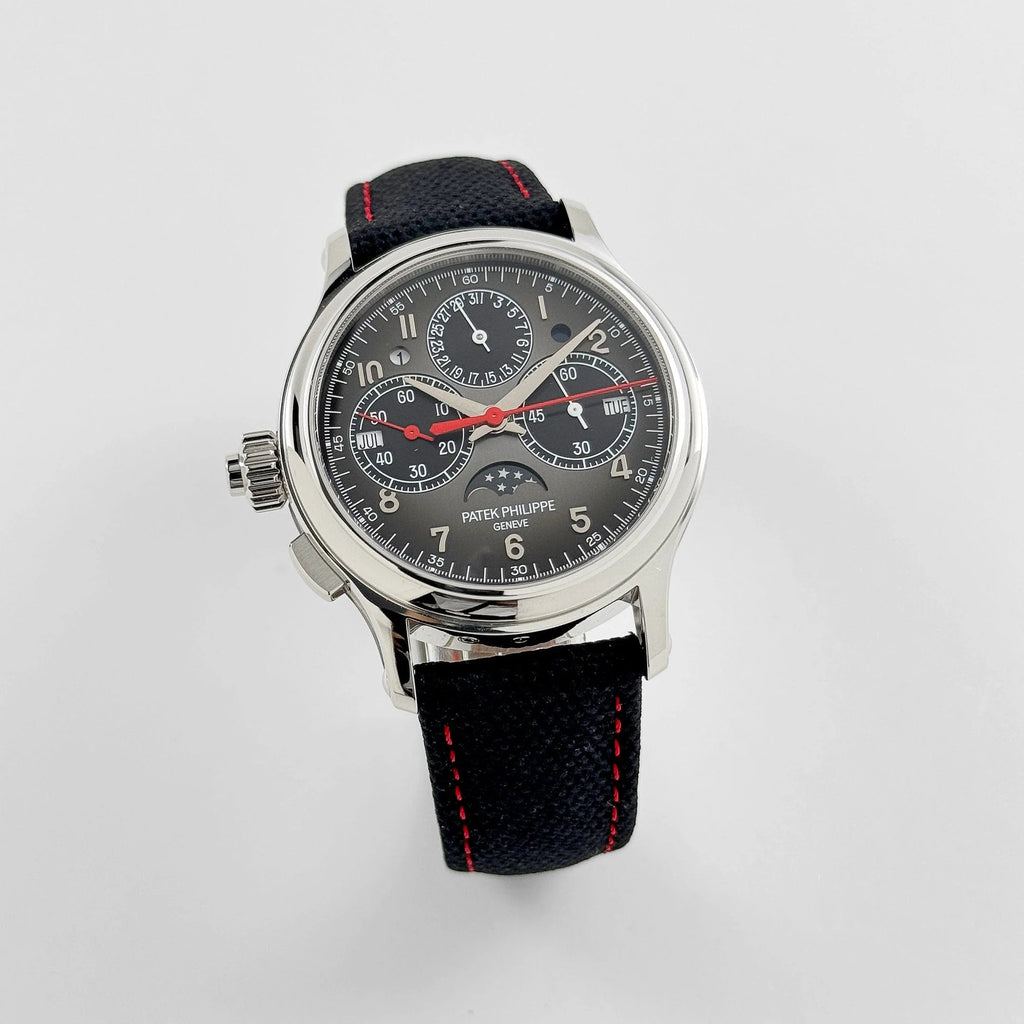 Luxury Swiss Style Watch | Automatic Chronograph | Black Dial | Stainless Steel Case | Black Sport Strap