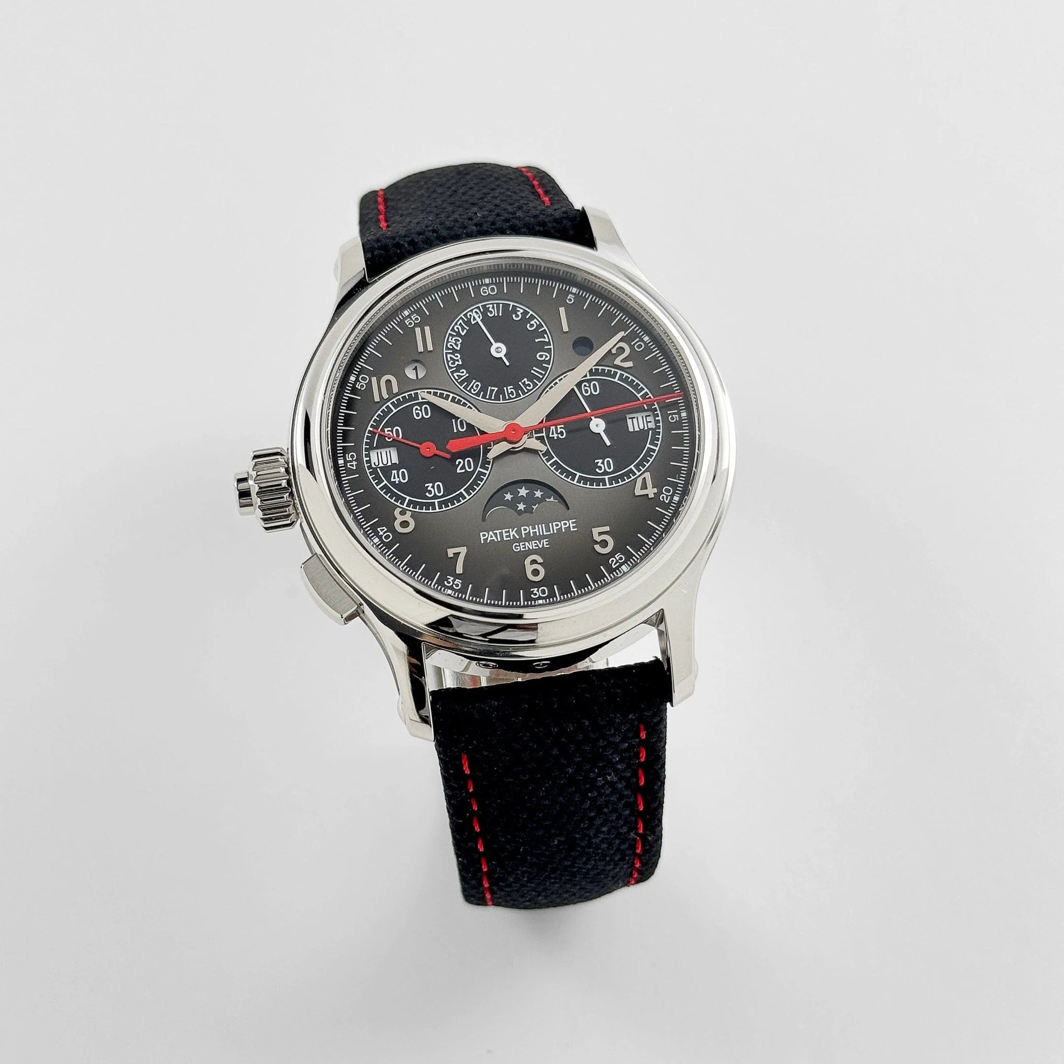 Luxury Swiss Style Watch | Automatic Chronograph | Black Dial | Stainless Steel Case | Black Sport Strap