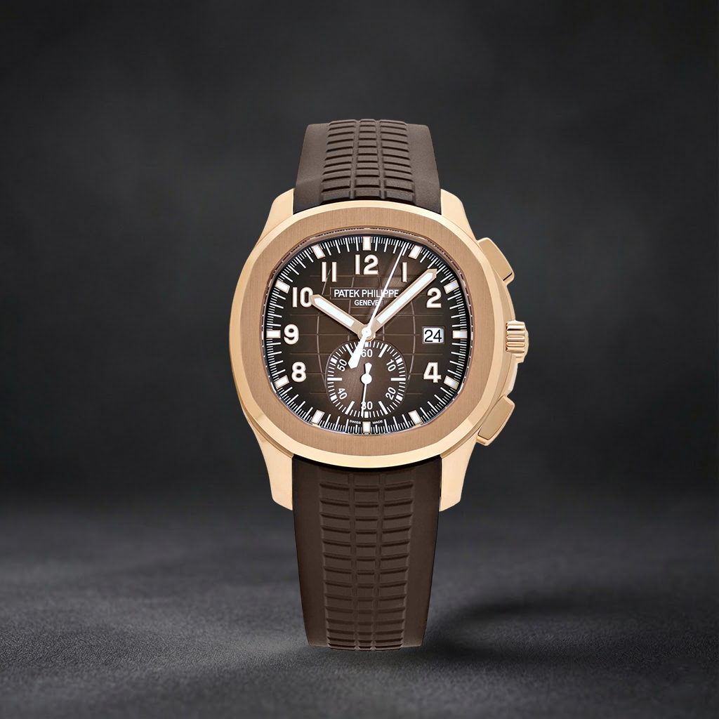 Luxury Swiss-Style Watch | Automatic Chronograph | Chocolate Brown Dial | Brown Rubber Strap | Date Display