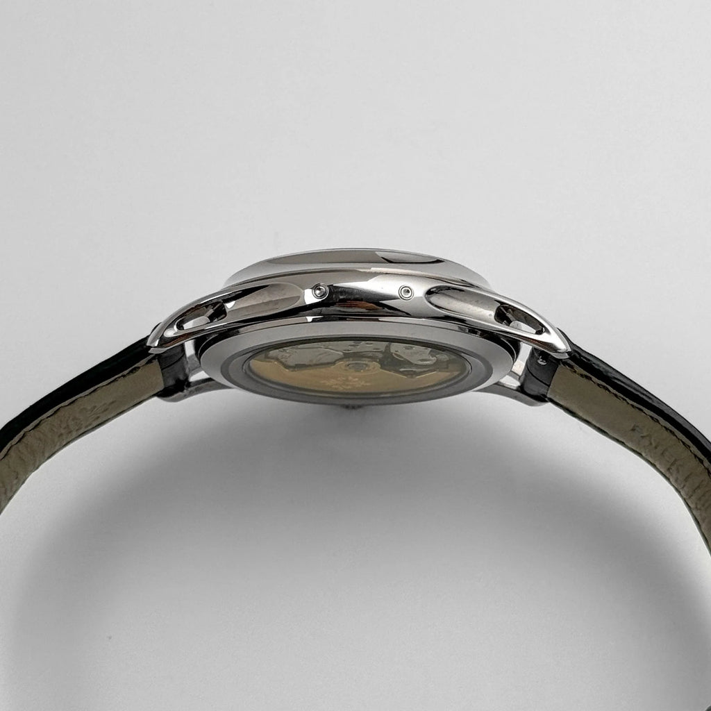 Luxury Swiss Style Watch | Automatic Chronograph | Charcoal Dial | Stainless Steel Case | Black Leather Strap