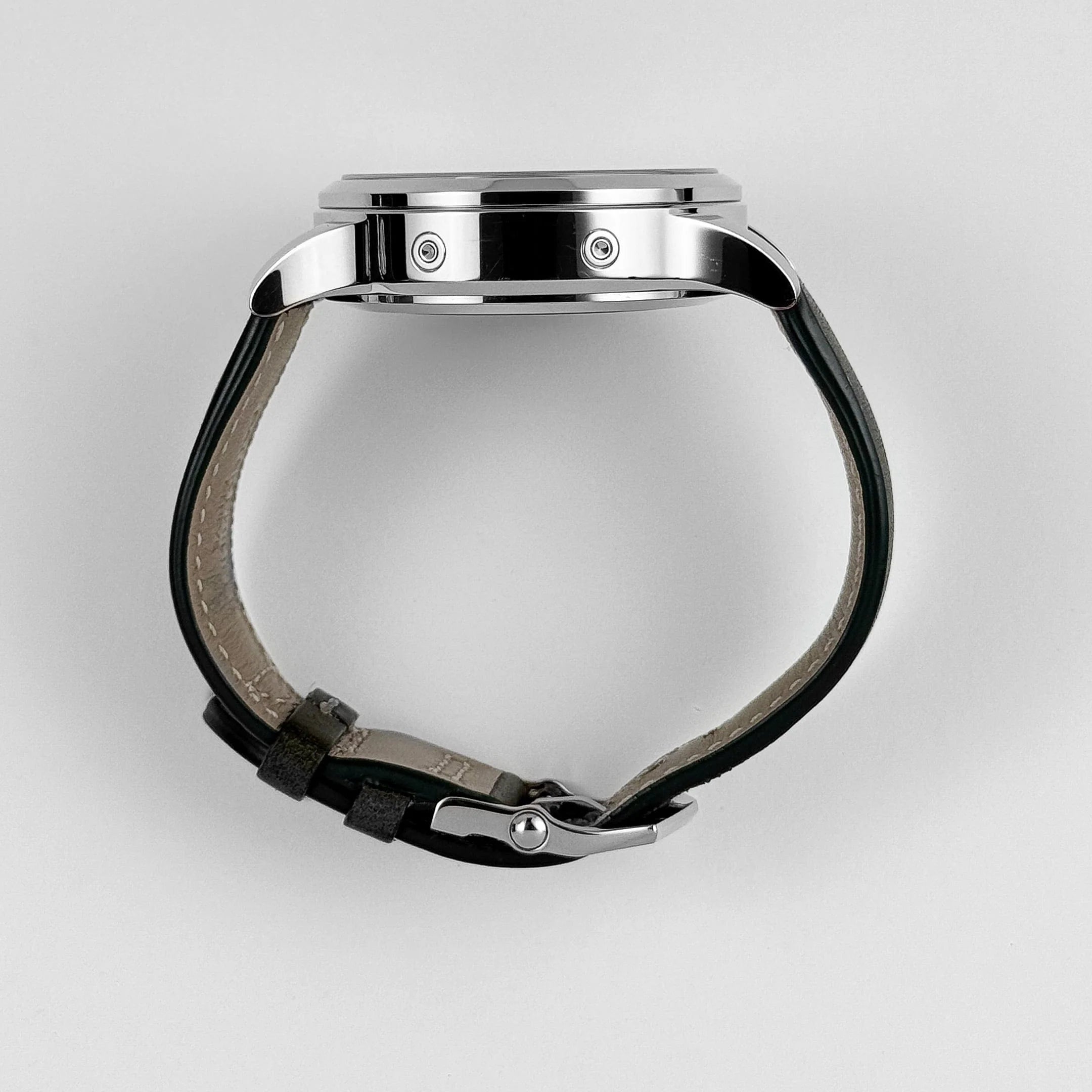 Luxury Swiss Style Watch | Automatic Chronograph | Olive Green Dial | Stainless Steel Case | Green Leather Strap