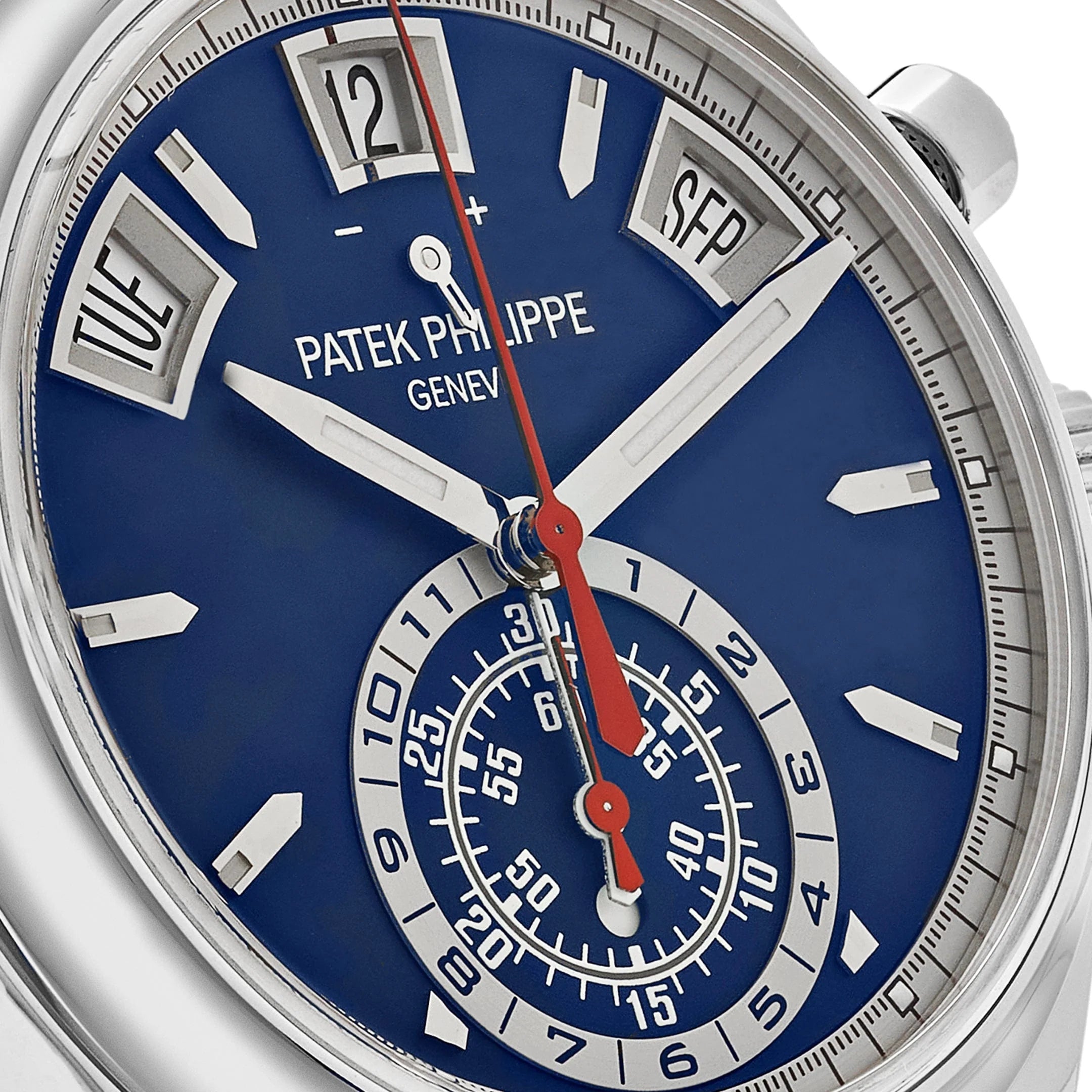 Luxury Swiss Style Watch | Automatic Chronograph | Blue Dial | Stainless Steel Case | Brown Leather Strap