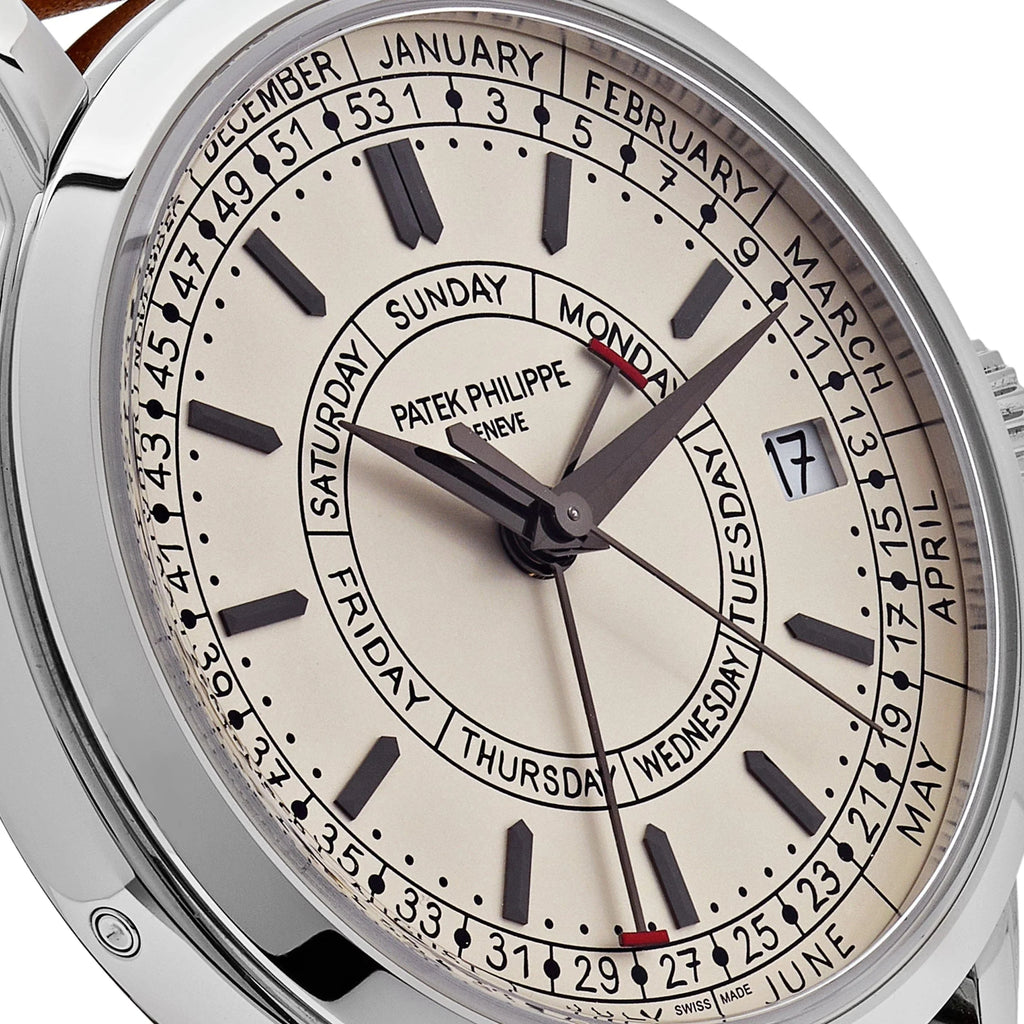 Luxury Swiss Style Watch | Automatic Chronograph | Cream Dial | Stainless Steel Case | Brown Leather Strap