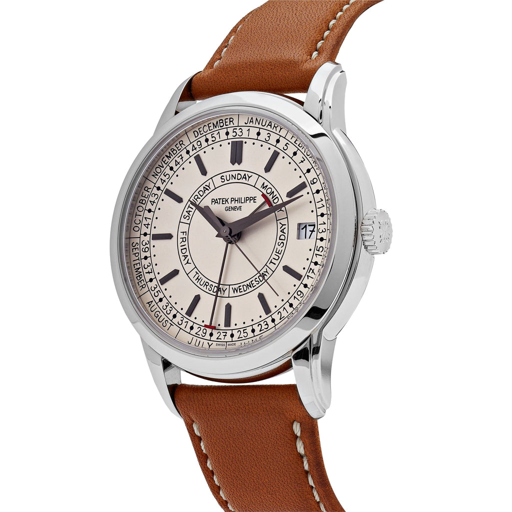 Luxury Swiss Style Watch | Automatic Chronograph | Cream Dial | Stainless Steel Case | Brown Leather Strap