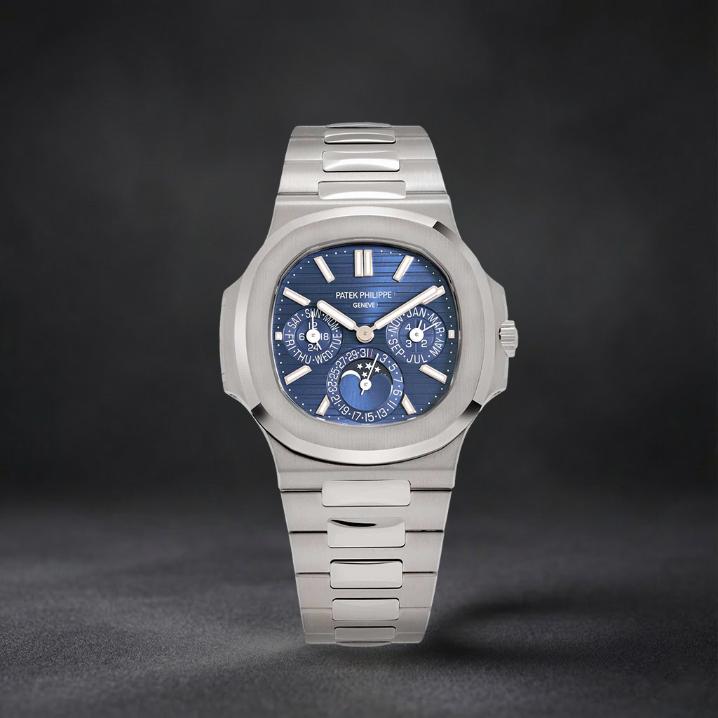 Luxury Swiss Watch | Blue Dial | Stainless Steel Case | Stainless Steel Bracelet | Calendar & Moonphase Display