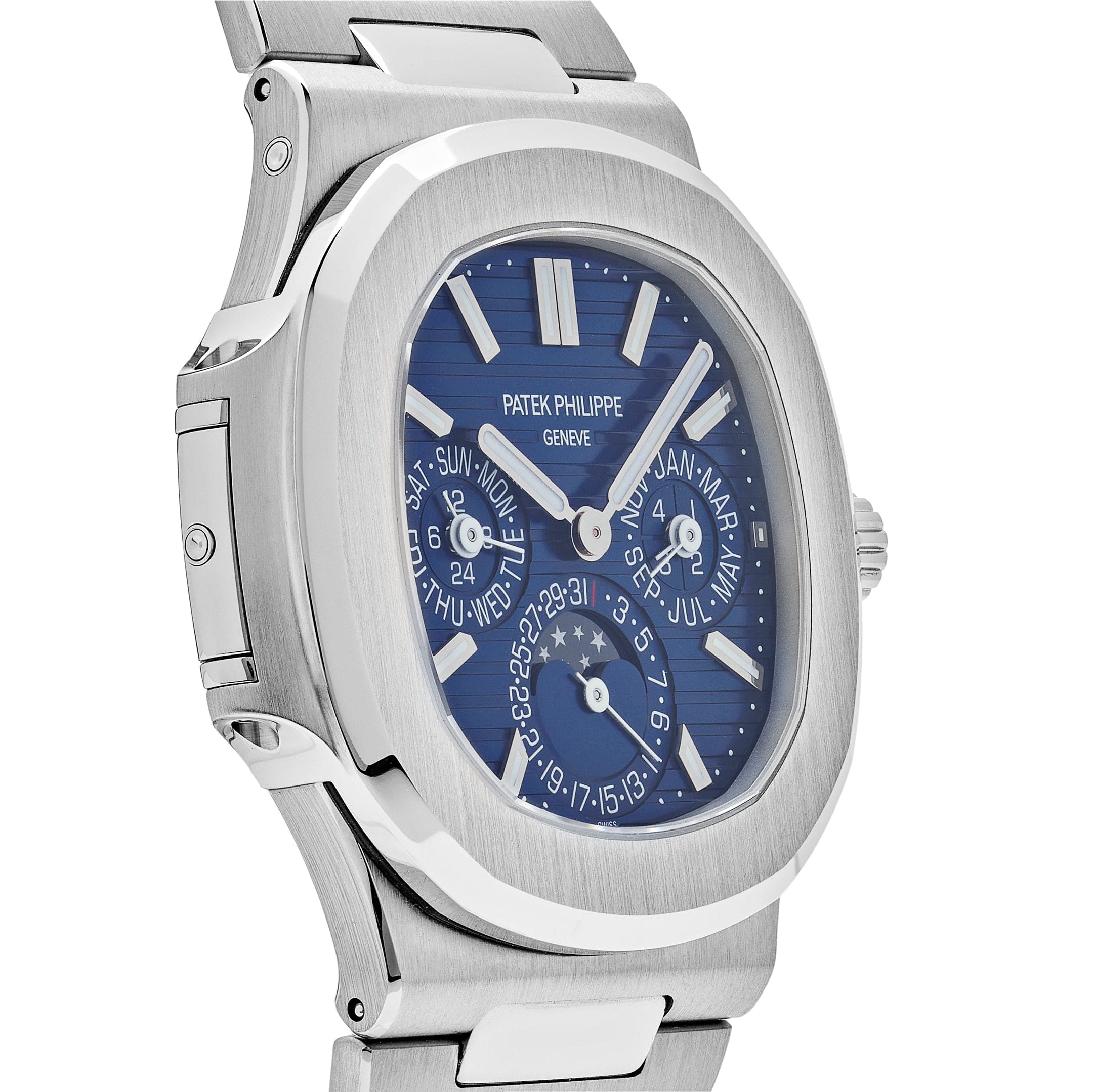 Luxury Swiss Watch | Blue Dial | Stainless Steel Case | Stainless Steel Bracelet | Calendar & Moonphase Display