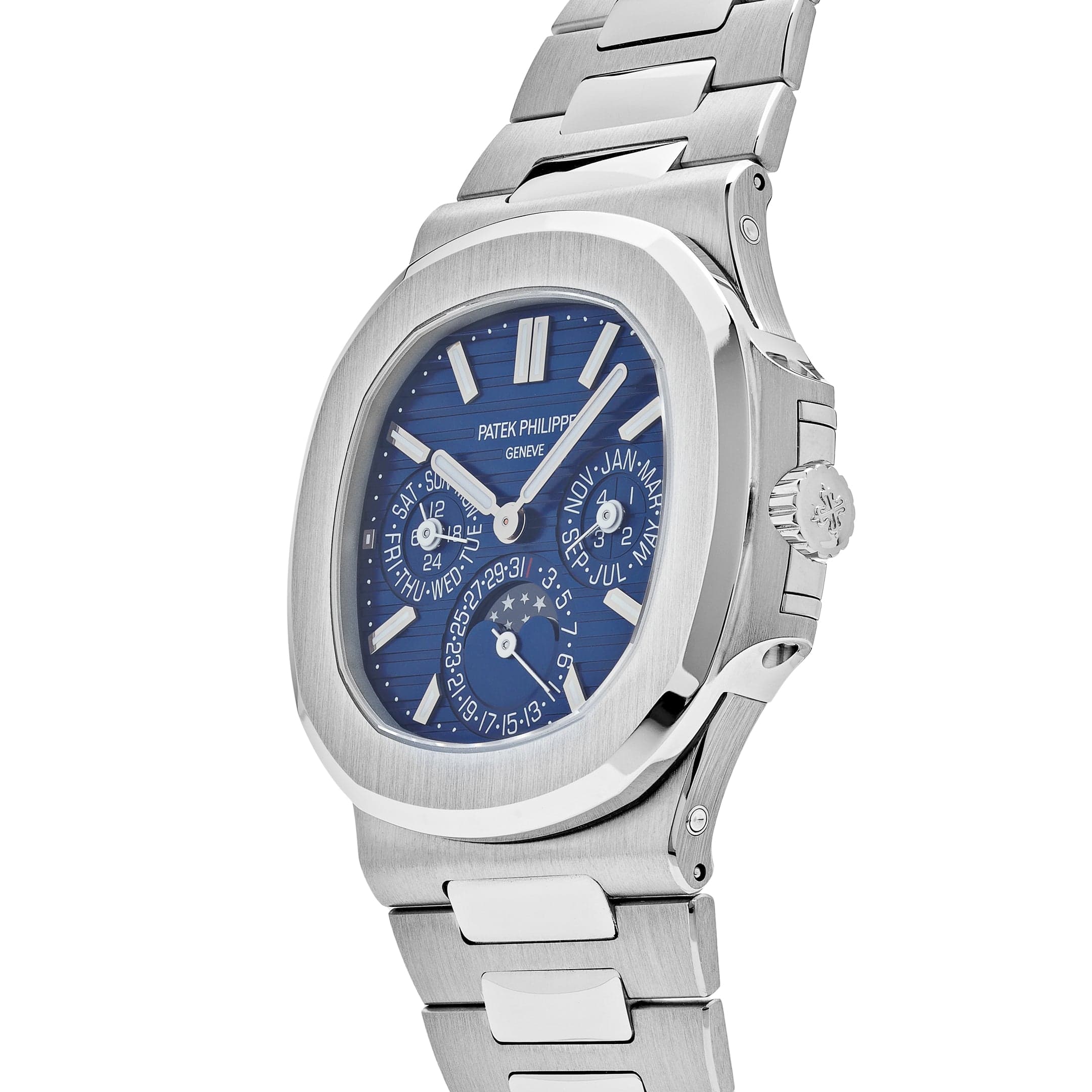 Luxury Swiss Watch | Blue Dial | Stainless Steel Case | Stainless Steel Bracelet | Calendar & Moonphase Display
