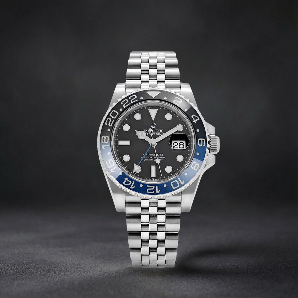 Luxury Swiss-Style Watch | GMT Automatic Movement | Stainless Steel Case | Black & Blue GMT Bezel