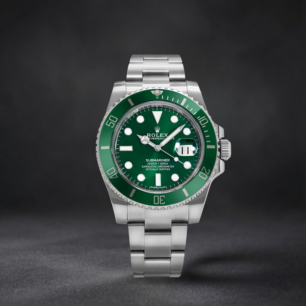 Luxury Swiss Watch | Automatic Movement | Green Sunburst Dial | Rotating Bezel | Stainless Steel Case & Bracelet