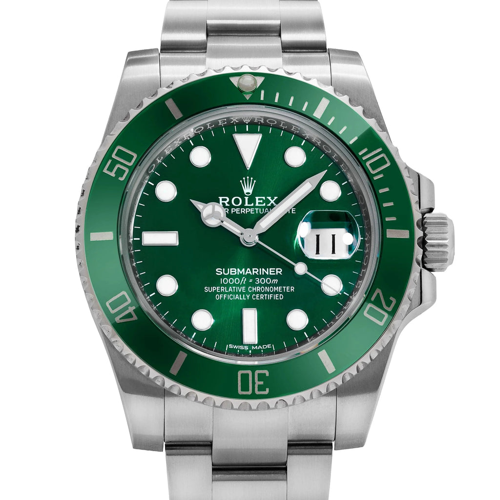 Luxury Swiss Watch | Automatic Movement | Green Sunburst Dial | Rotating Bezel | Stainless Steel Case & Bracelet