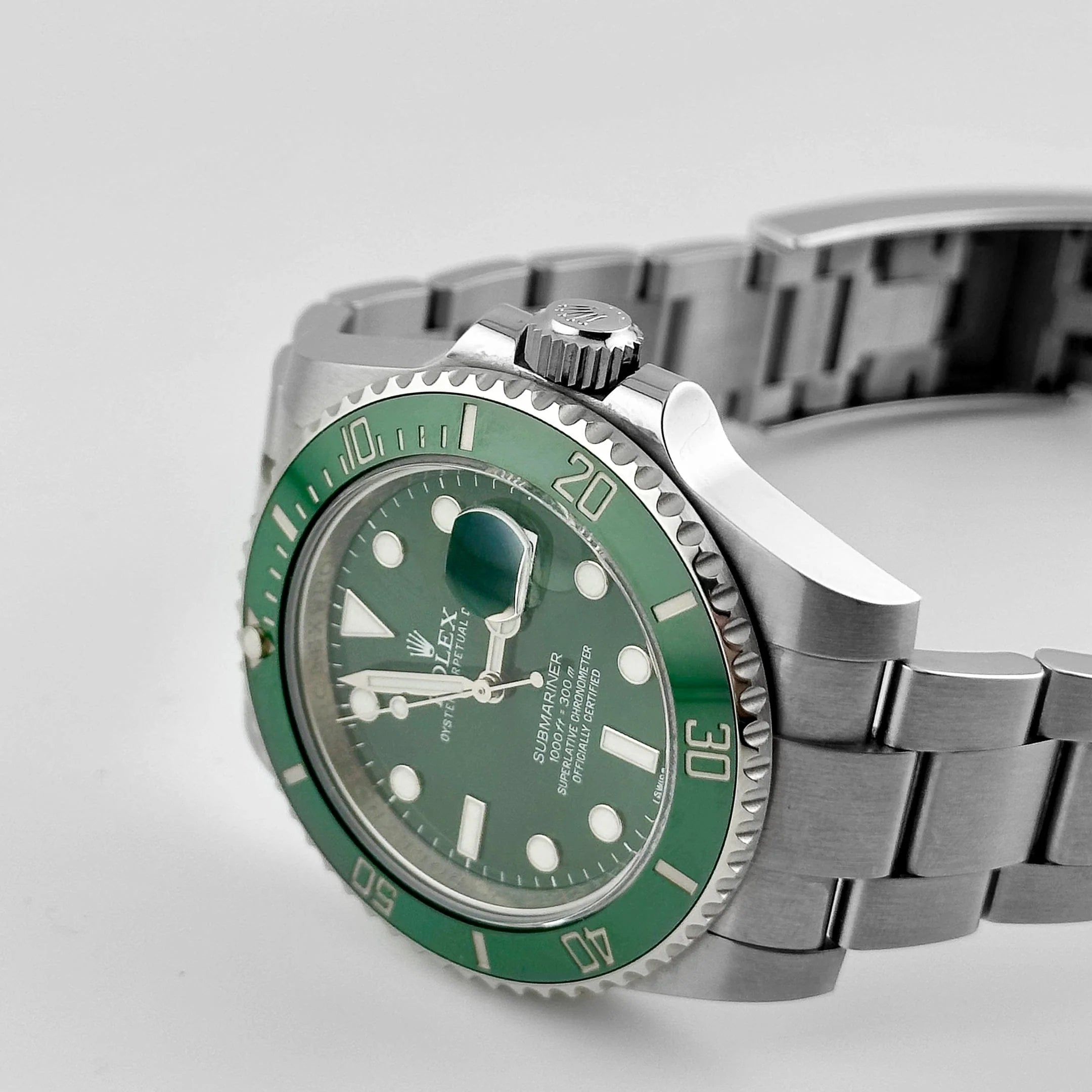 Luxury Swiss Watch | Automatic Movement | Green Sunburst Dial | Rotating Bezel | Stainless Steel Case & Bracelet