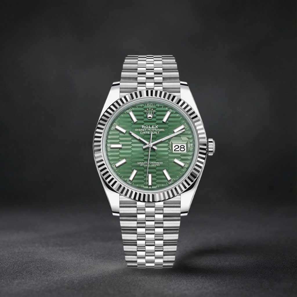 Luxury Swiss Watch | Datejust 41 | Automatic | Green Dial | 904L Stainless Steel Jubilee Bracelet | Fluted Bezel