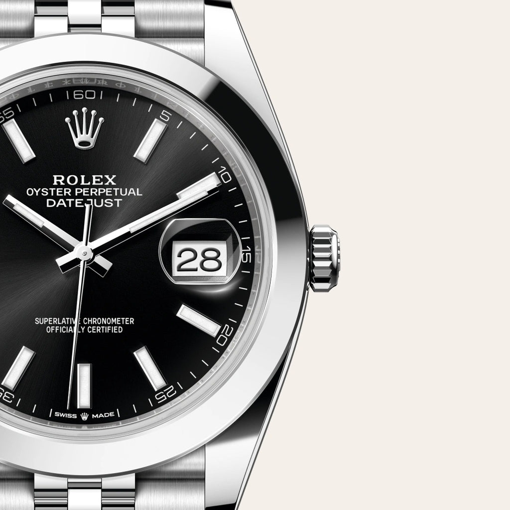 Luxury Swiss Watch | Datejust | Automatic | Black Sunburst Dial | 904L Stainless Steel Bracelet | Smooth Bezel