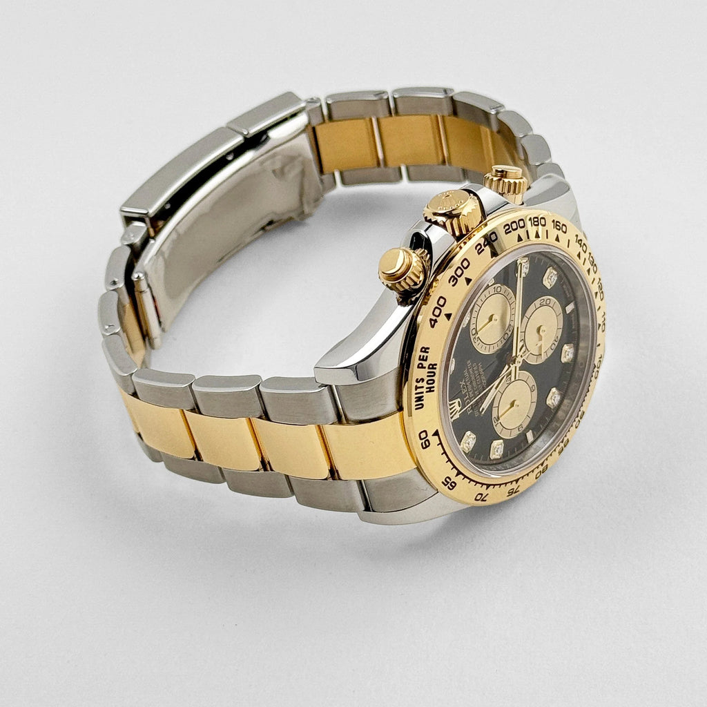 Luxury Swiss Watch | Automatic Movement | Black Dial | Champagne Subdials | Tachymeter Bezel