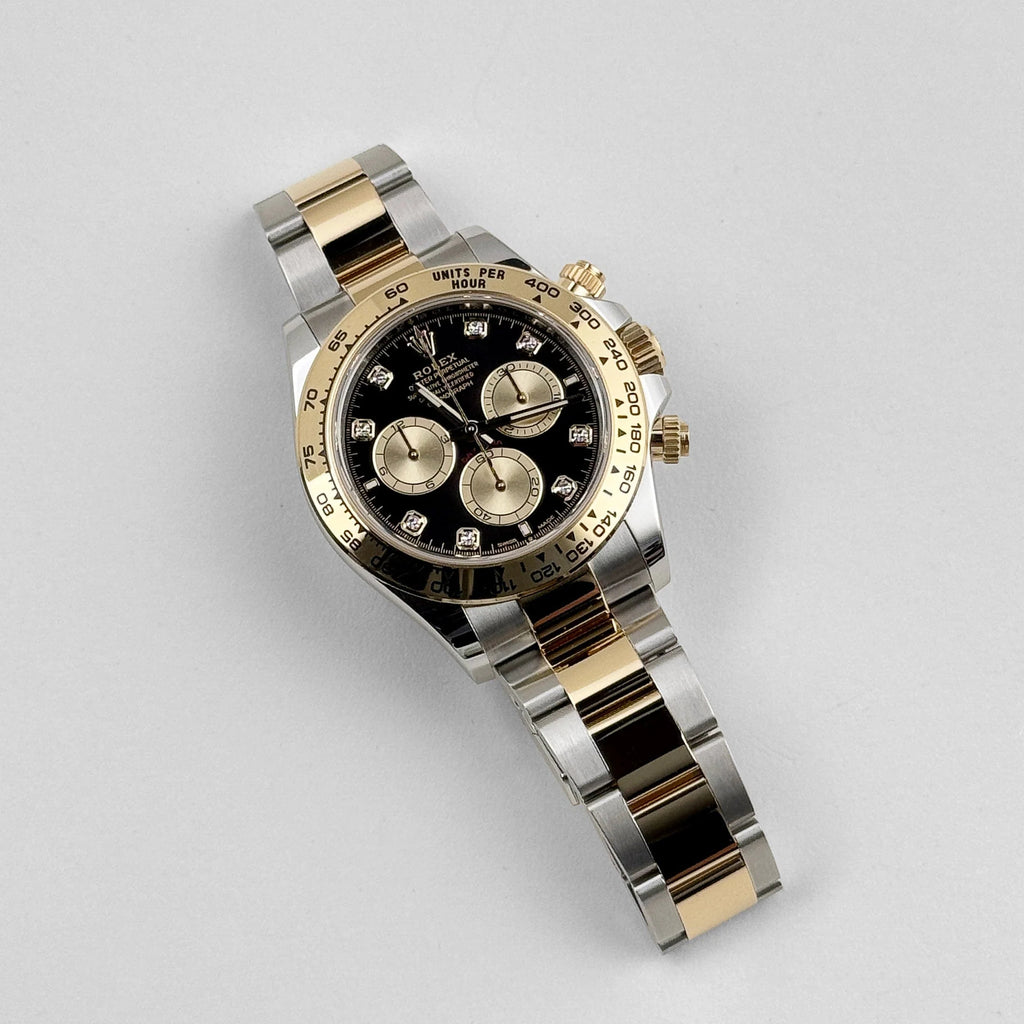 Luxury Swiss Watch | Automatic Movement | Black Dial | Champagne Subdials | Tachymeter Bezel