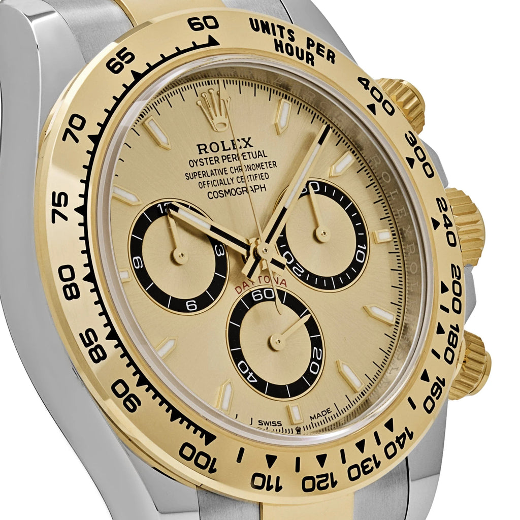 Luxury Swiss Watch | Champagne Dial with Black Subdials | Tachymeter Bezel | Stainless Steel Bracelet
