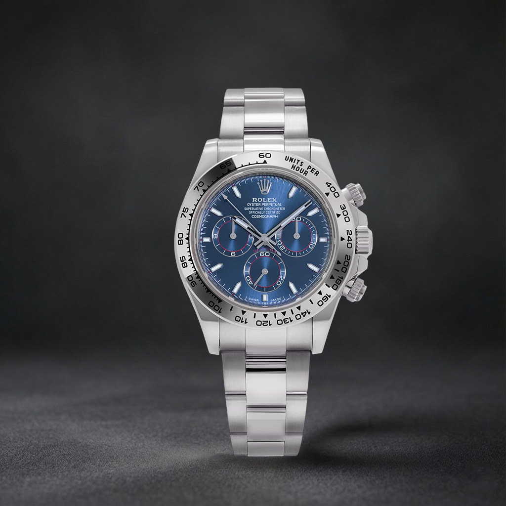 Luxury Swiss Watch | Automatic Movement | Blue Sunburst Dial with Silver Subdials | Stainless Steel Case & Bracelet