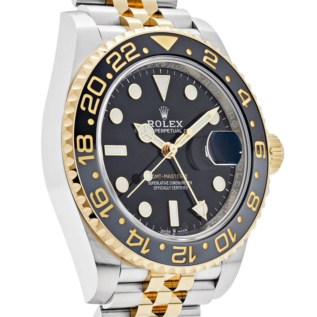 Luxury Swiss-Style Watch | GMT Automatic Movement | Stainless Steel Case | Black Dial with Black & Yellow GMT Bezel