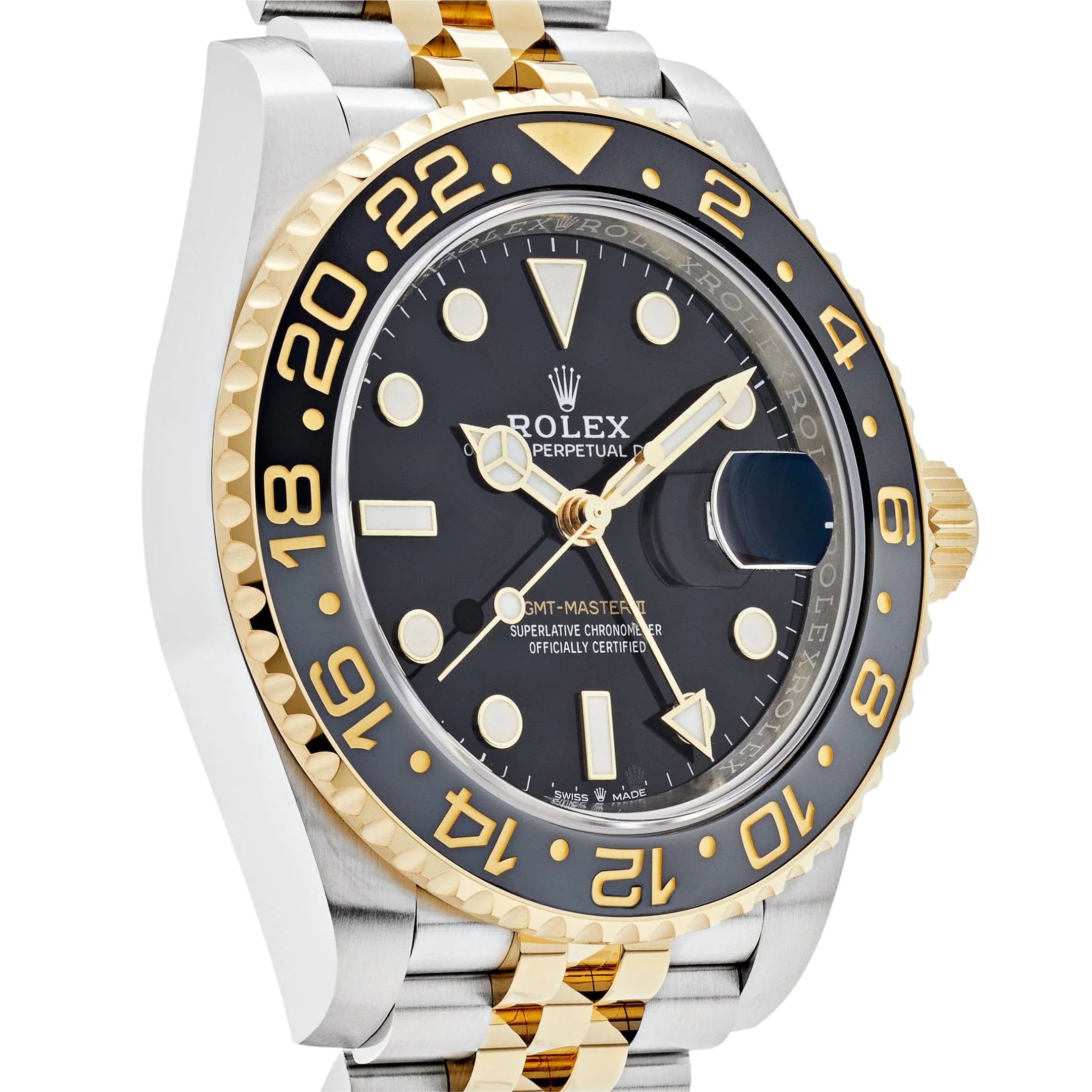 Luxury Swiss-Style Watch | GMT Automatic Movement | Stainless Steel Case | Black Dial with Black & Yellow GMT Bezel