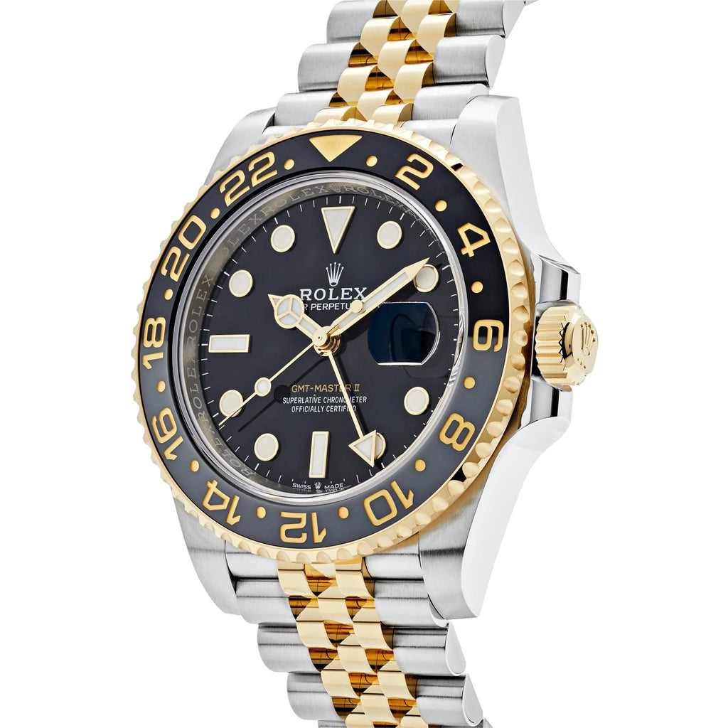 Luxury Swiss-Style Watch | GMT Automatic Movement | Stainless Steel Case | Black Dial with Black & Yellow GMT Bezel
