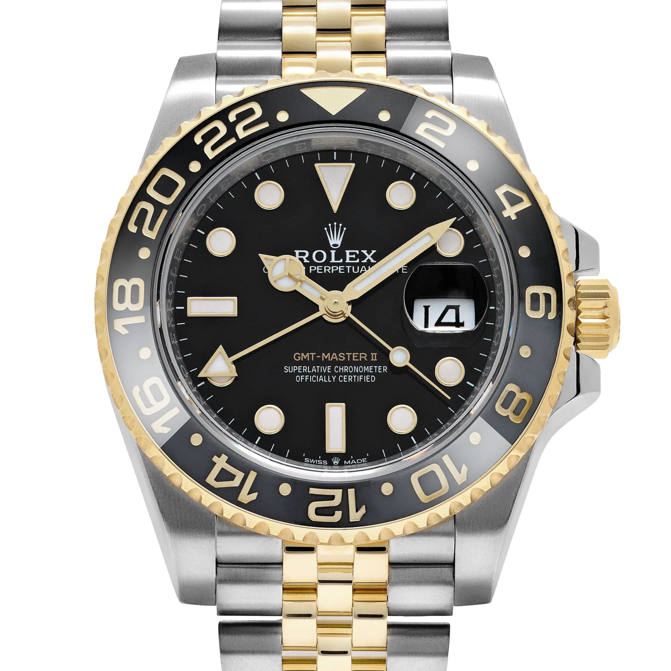 Luxury Swiss-Style Watch | GMT Automatic Movement | Stainless Steel Case | Black Dial with Black & Yellow GMT Bezel