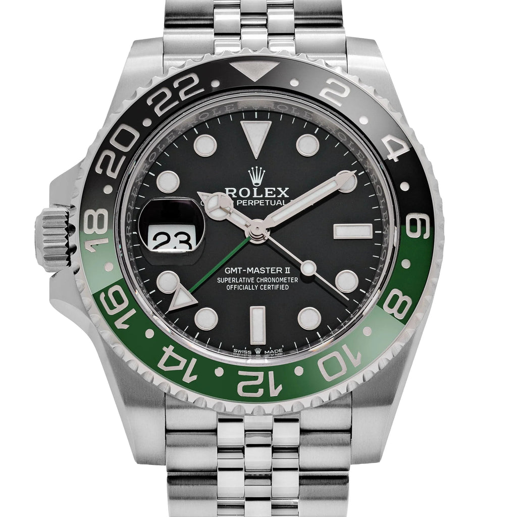 Luxury Swiss-Style Watch | GMT Automatic Movement | Stainless Steel Case | Black & Green GMT Bezel