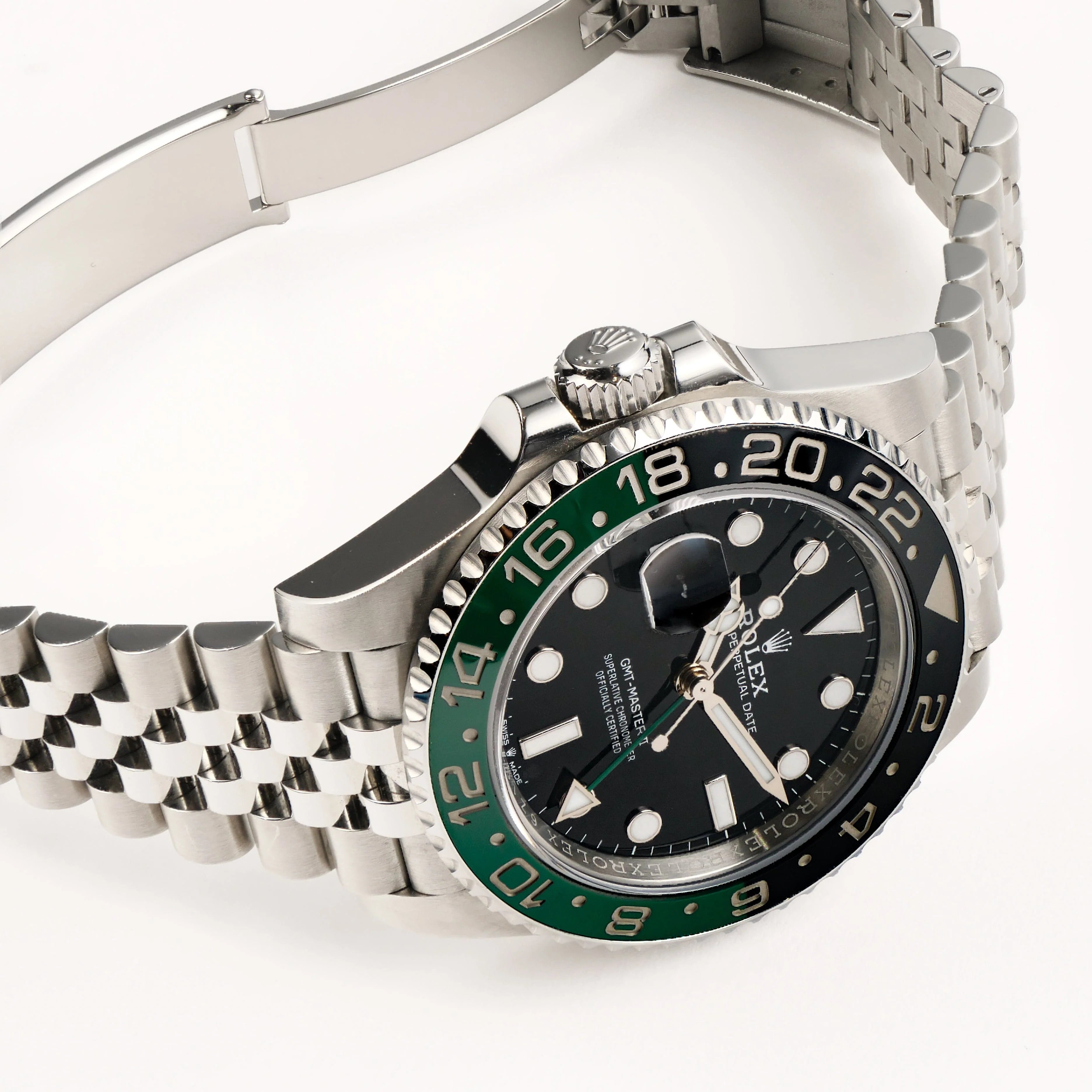 Luxury Swiss-Style Watch | GMT Automatic Movement | Stainless Steel Case | Black & Green GMT Bezel