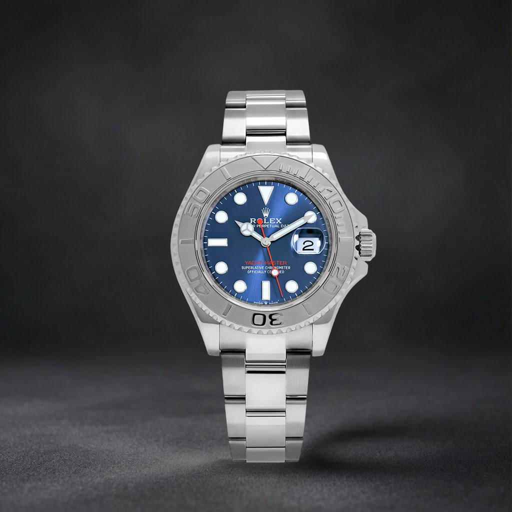 Luxury Swiss Watch | Automatic Movement | Blue Sunburst Dial  | Rotating Bezel | Stainless Steel Case & Bracelet