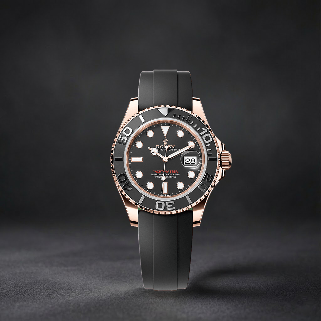 Luxury Swiss Watch | Yacht-Master 40 | Automatic | Black Dial | Black Rubber Strap | Rotatable Bezel