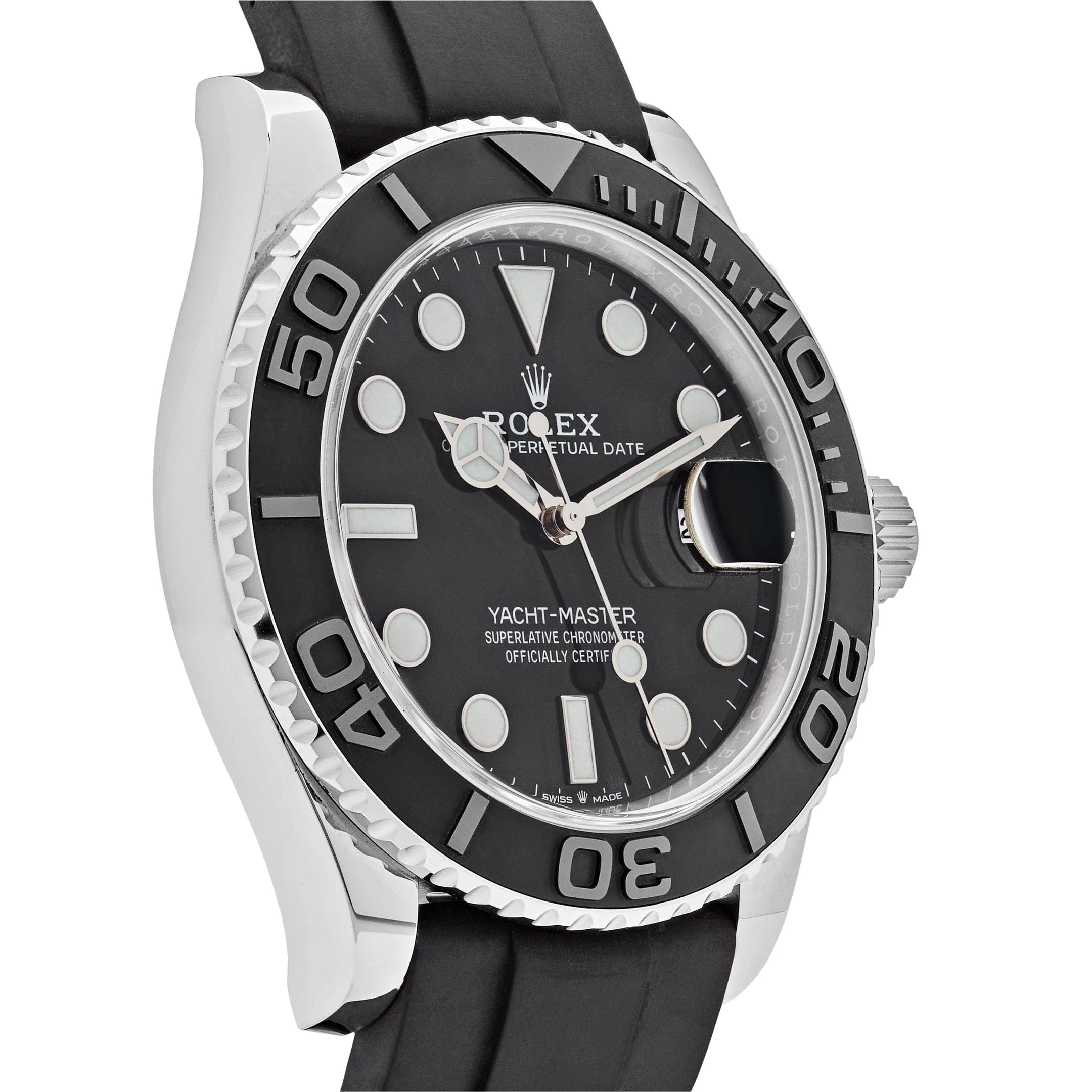 Luxury Swiss Watch | Automatic Movement | Black Dial with Luminous Hour Markers | Stainless Steel Case | Black Rubber Strap