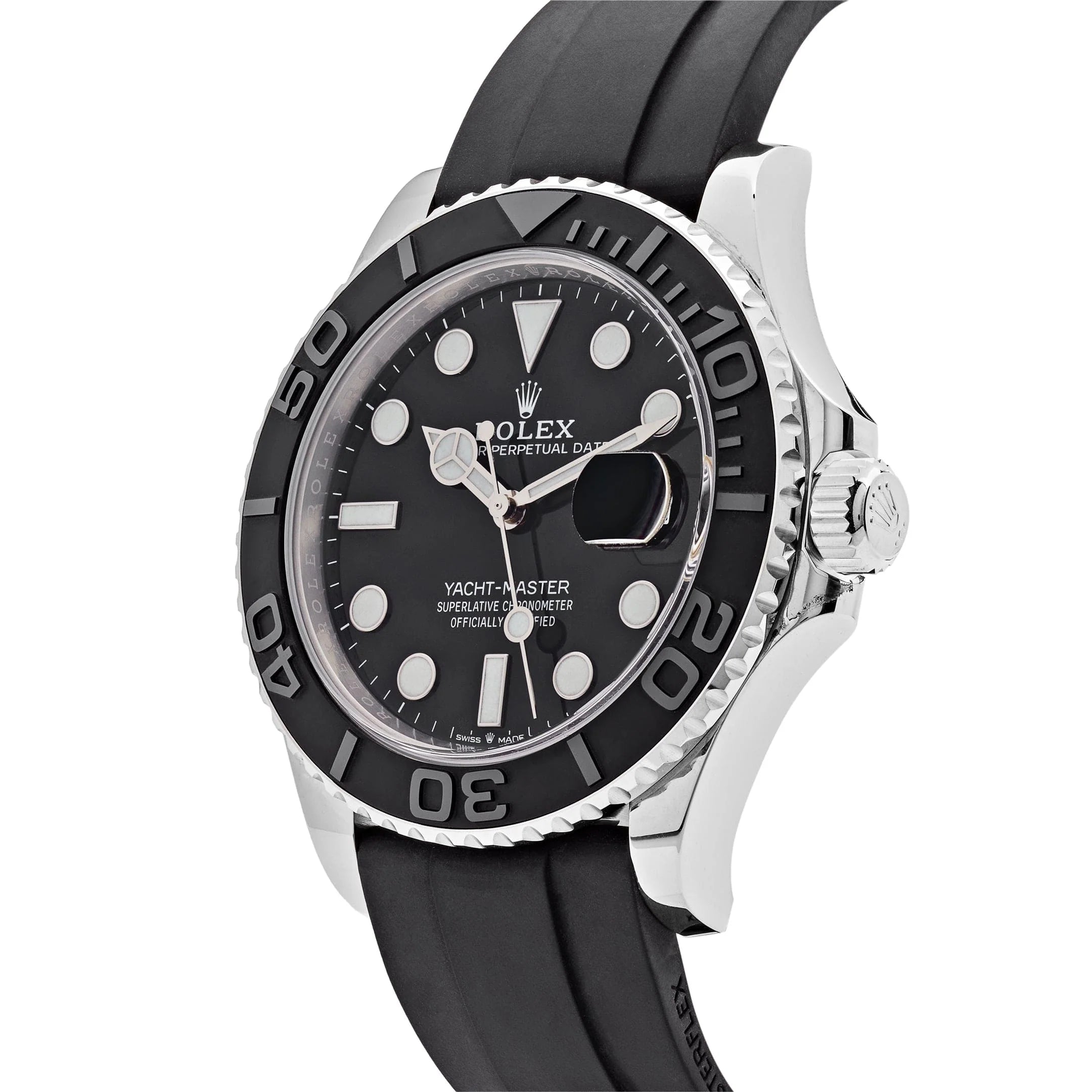 Luxury Swiss Watch | Automatic Movement | Black Dial with Luminous Hour Markers | Stainless Steel Case | Black Rubber Strap