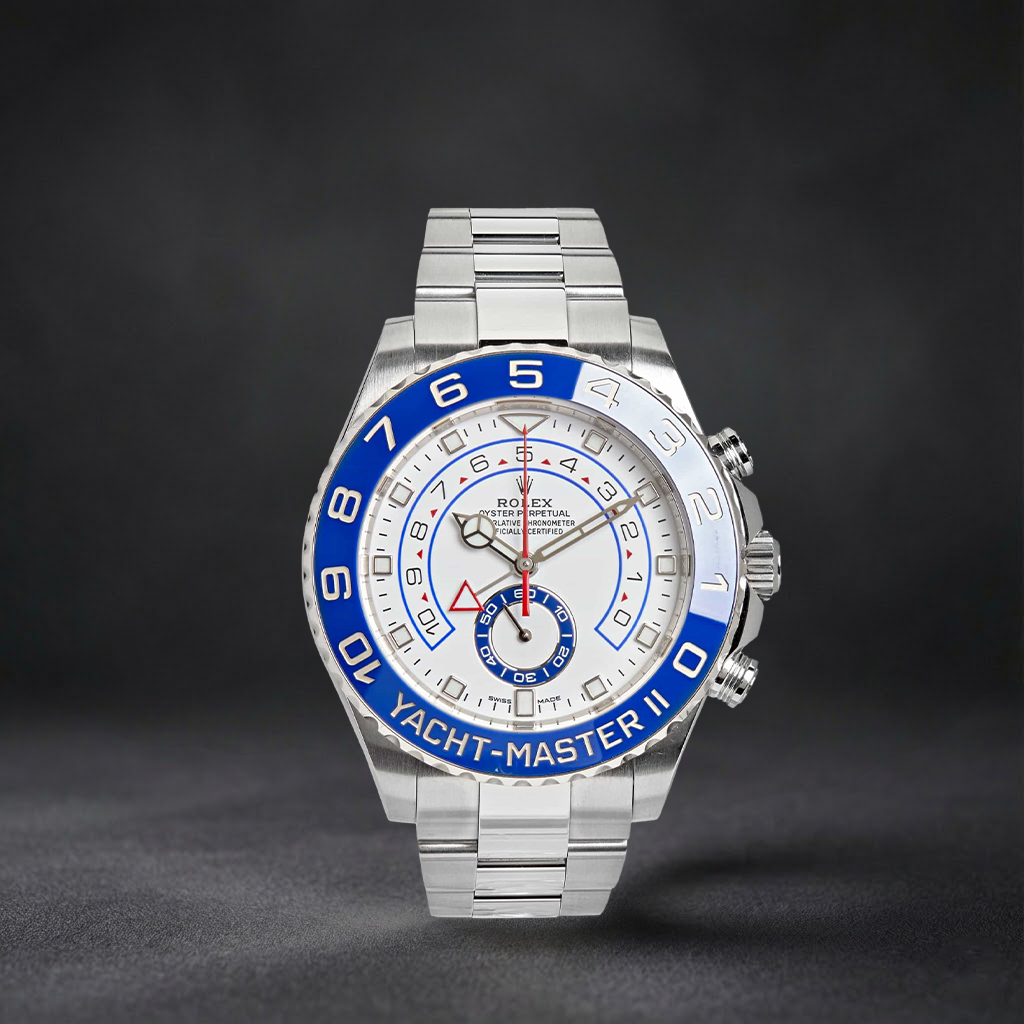 Luxury Swiss Watch | Automatic Movement | White Dial with Blue Accents | Blue & White Bezel | Stainless Steel Case