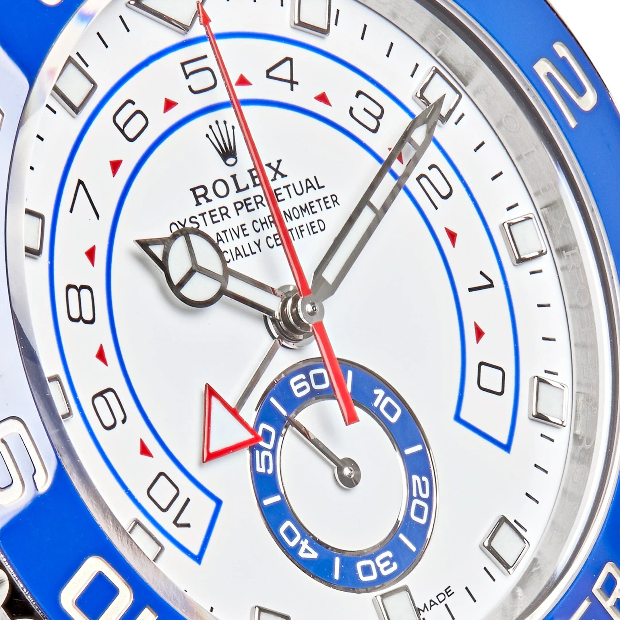 Luxury Swiss Watch | Automatic Movement | White Dial with Blue Accents | Blue & White Bezel | Stainless Steel Case