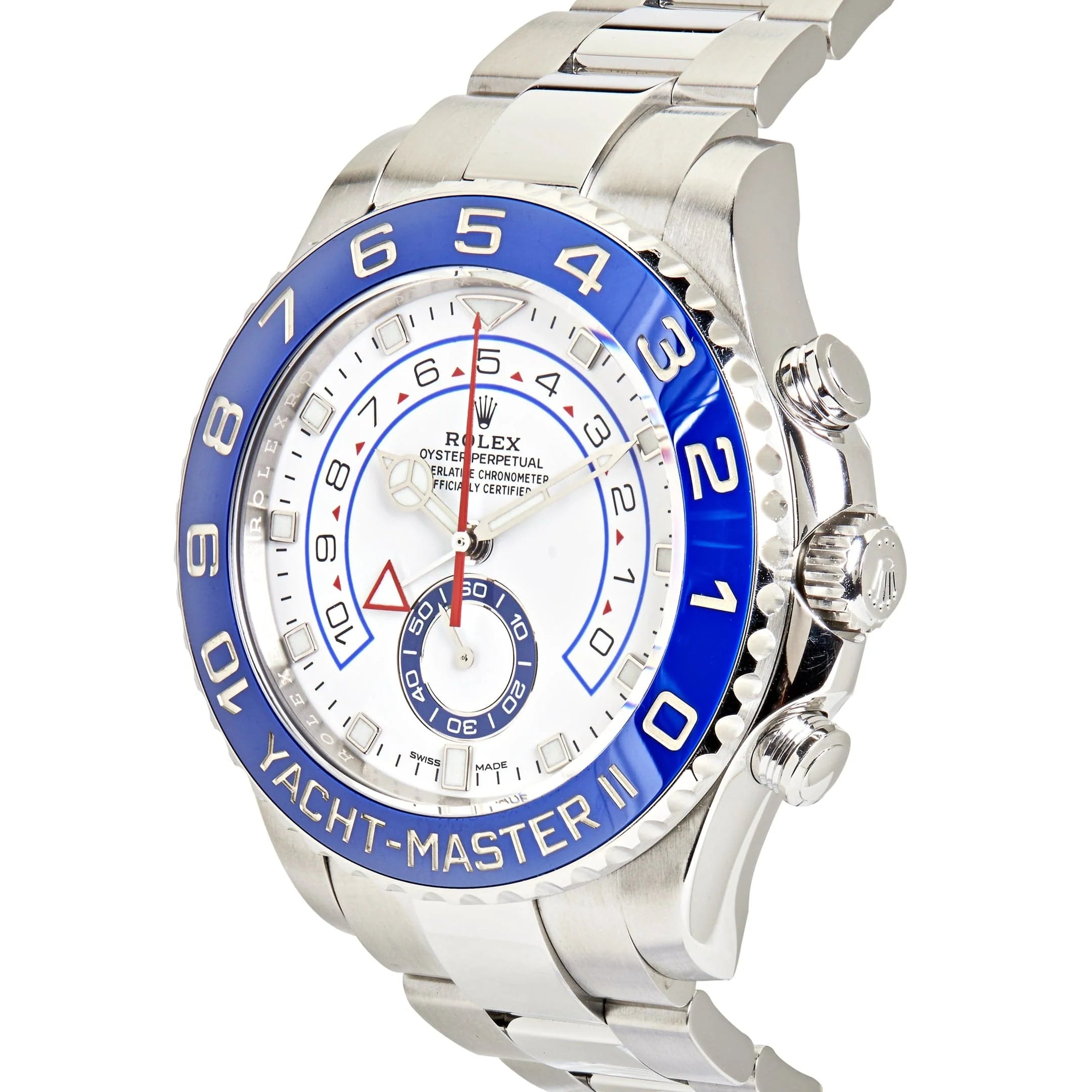 Luxury Swiss Watch | Automatic Movement | White Dial with Blue Accents | Blue & White Bezel | Stainless Steel Case