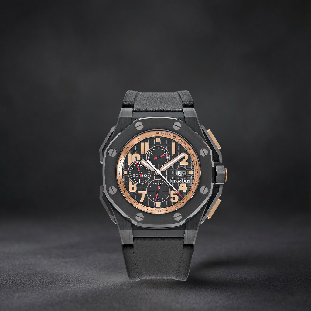 Luxury Swiss Watch | Automatic Movement | Black Multi-Subdial Dial | Black Case | Rubber Strap | Date Display