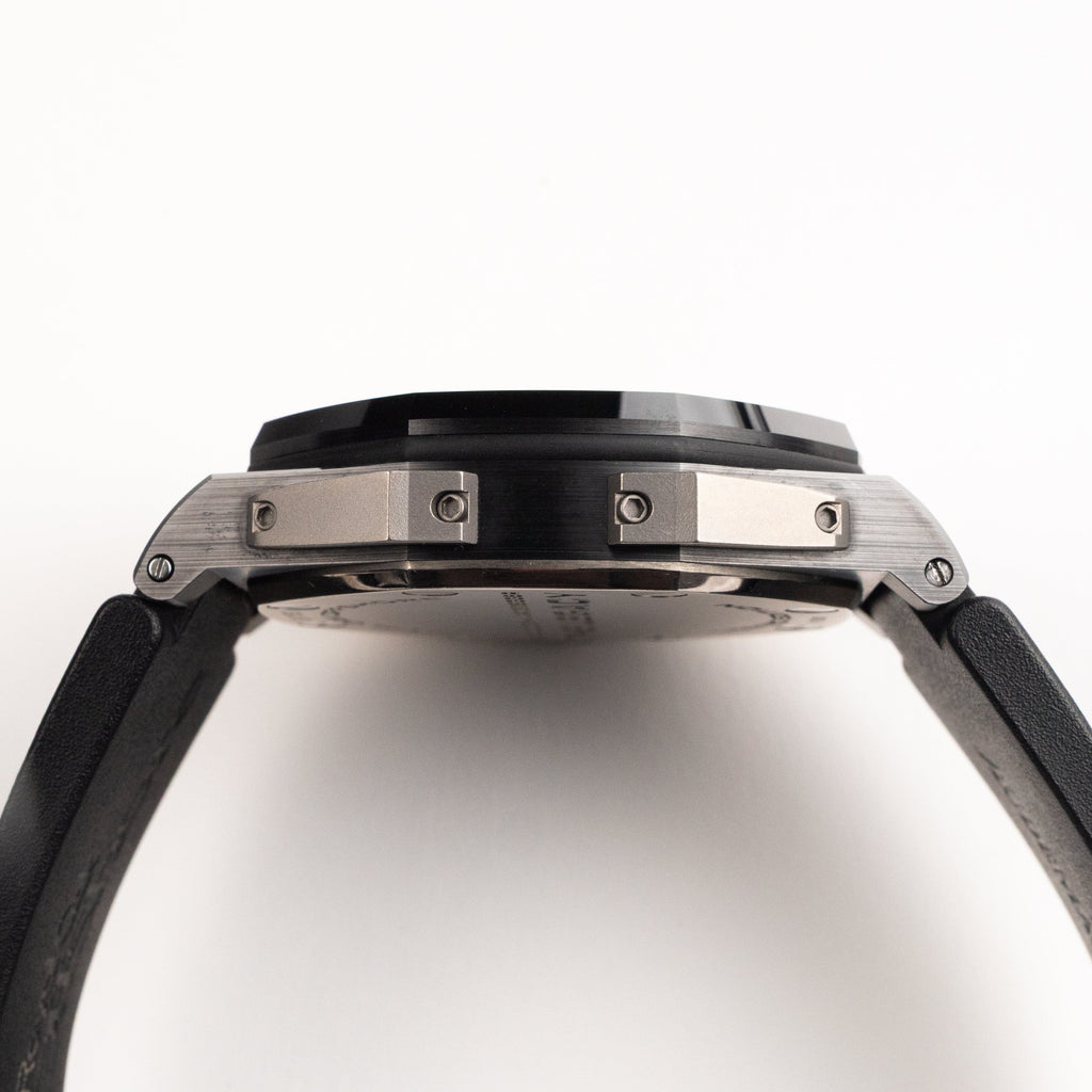 Luxury Swiss Watch | Automatic Movement | Black Multi-Subdial Dial | Black Case | Rubber Strap | Date Display