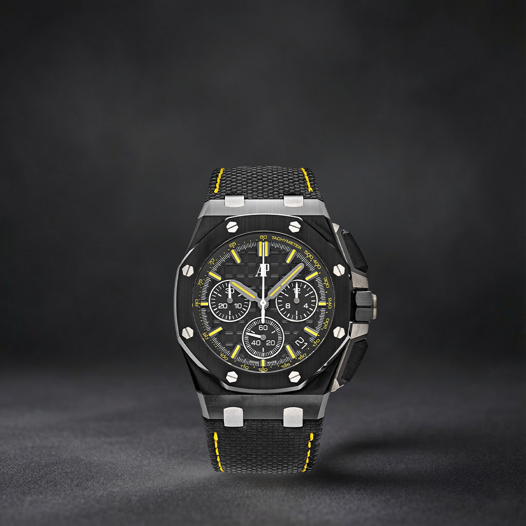 Luxury Swiss Watch | Automatic Movement | Black Dial | Ceramic Case | Fabric Strap | Date Display | Tachymeter Scale