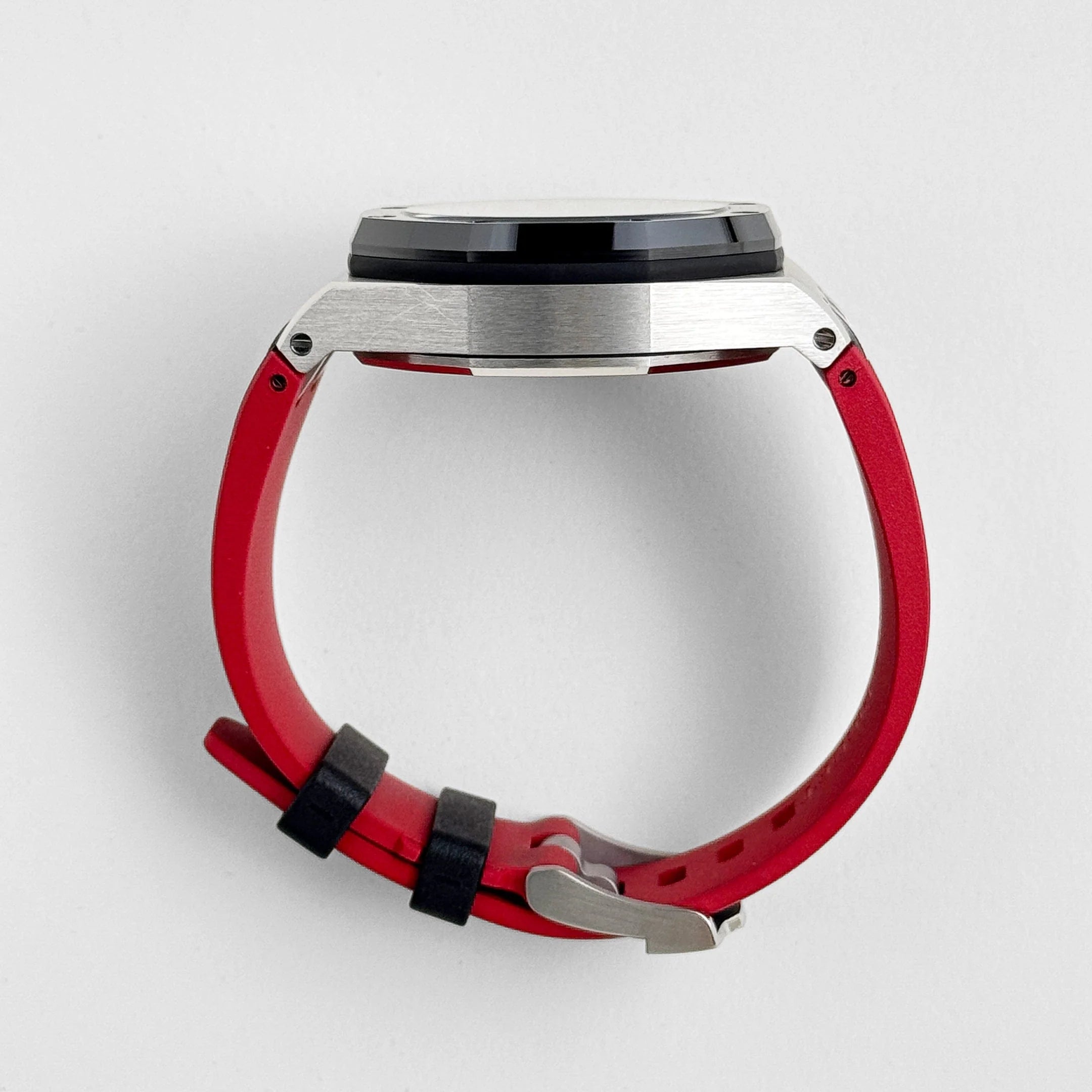 Luxury Swiss Watch | Automatic Movement | Black Multi-Subdial Dial | Stainless Steel Case | Black & Red Rubber Strap | Date Display | Tachymeter Scale