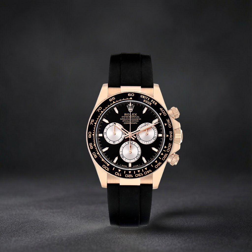 Luxury Swiss Watch | Daytona | Automatic Chronograph | Black Dial | Stainless Steel Case | Black Rubber Strap
