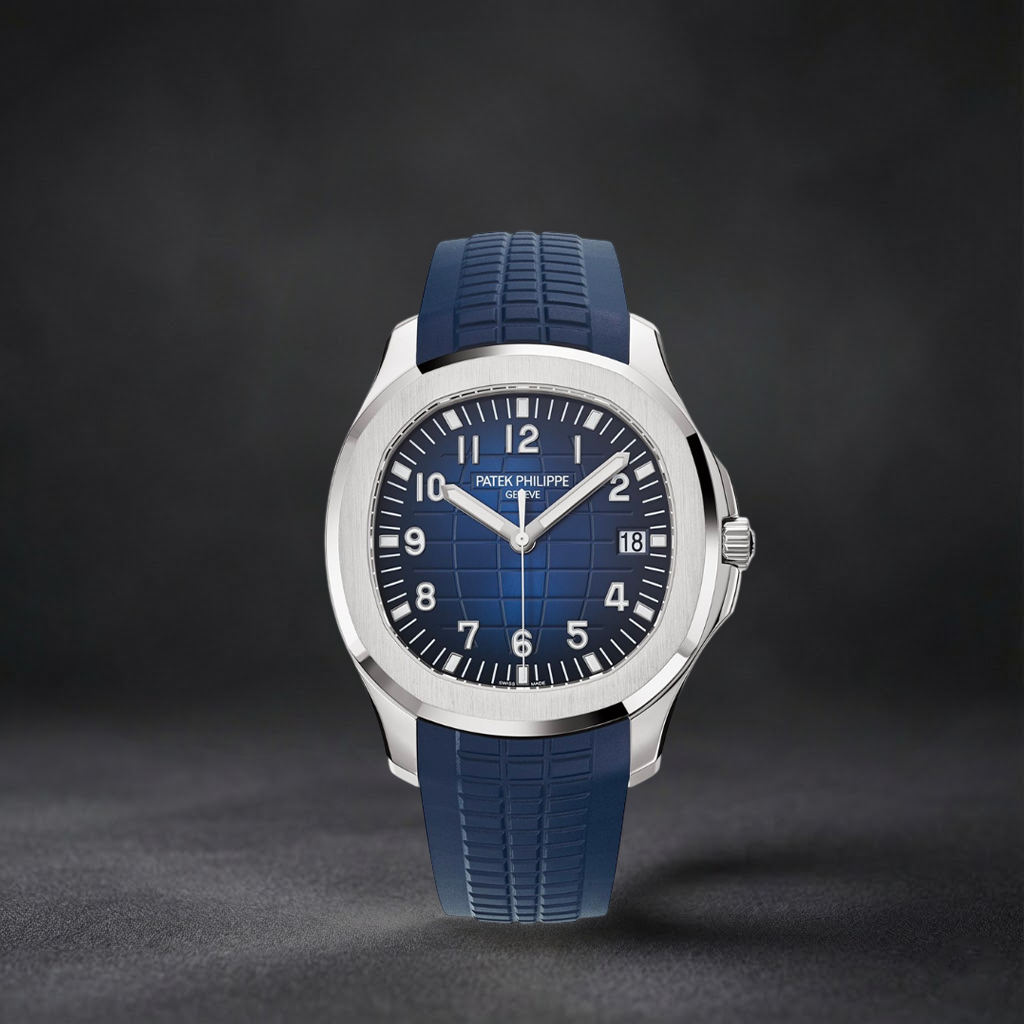 Luxury Swiss Watch | Automatic Movement | Blue Dial | Stainless Steel Case | Blue Rubber Strap | Date Display