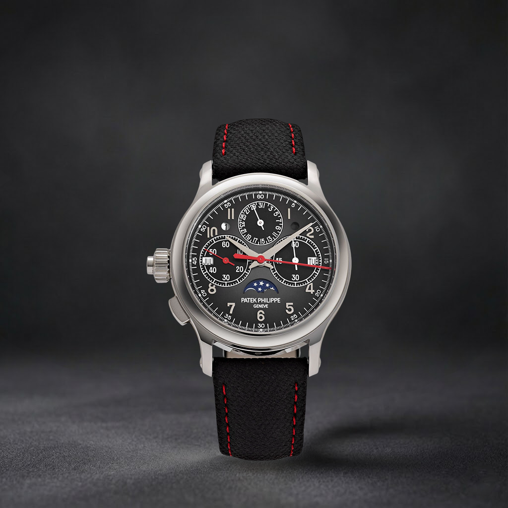 Luxury Swiss Style Watch | Automatic Chronograph | Black Dial | Stainless Steel Case | Black Sport Strap