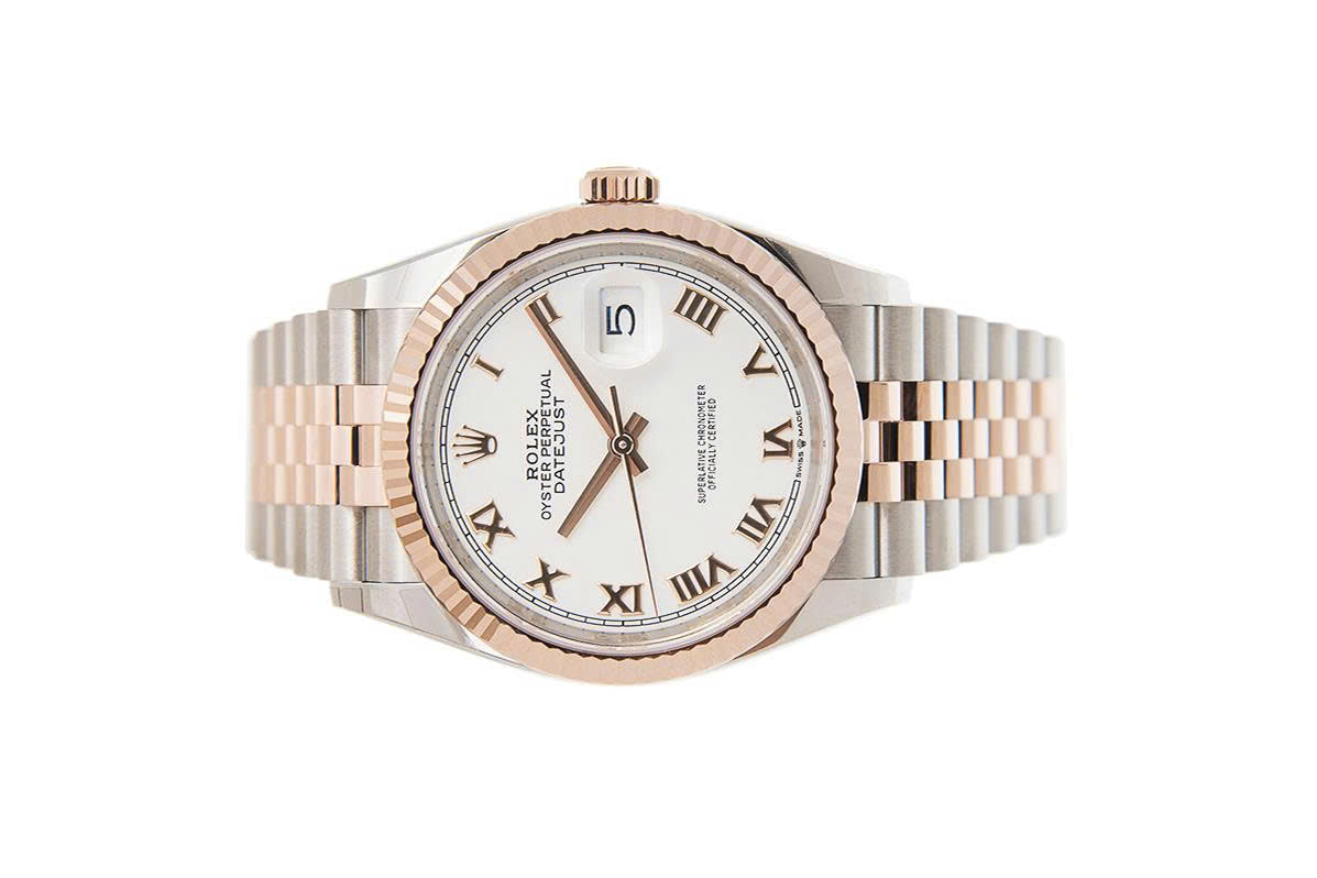 Luxury Swiss Watch | Datejust | Automatic | White Dial with Roman Numerals | 904L Stainless Steel Jubilee Bracelet | Fluted Bezel